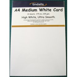 Tindalls A4 Medium White Card 225gsm