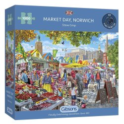 Gibsons 1000 piece jigsaw - Market Day, Norwich by Steve Crisp